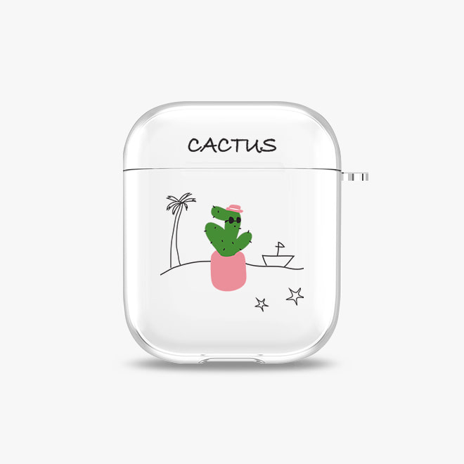 [에어팟 투명 하드케이스]picnic cactus