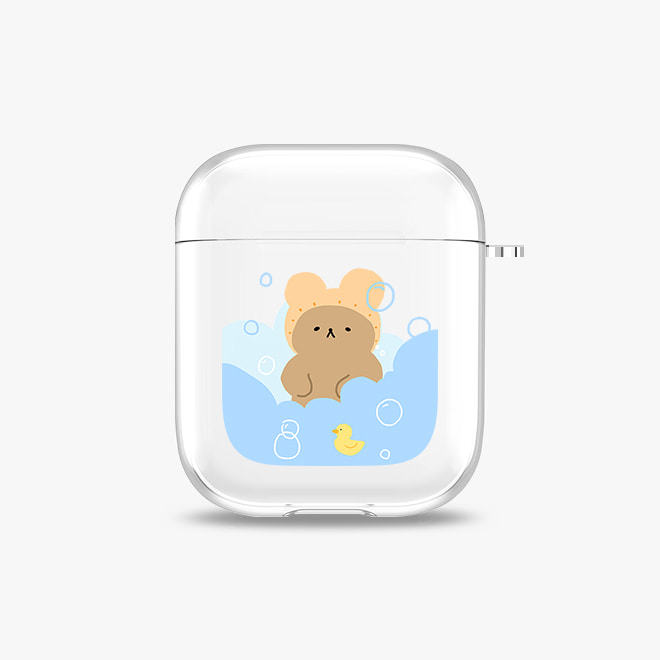 [에어팟 투명 하드케이스]목욕곰