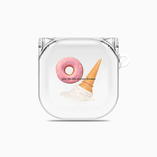 [버즈 라이브 투명 하드케이스]도넛 앤 콘