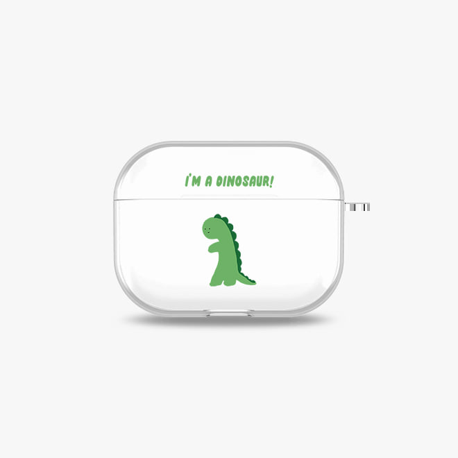 [에어팟 프로/3세대 투명 하드케이스]초록 공룡