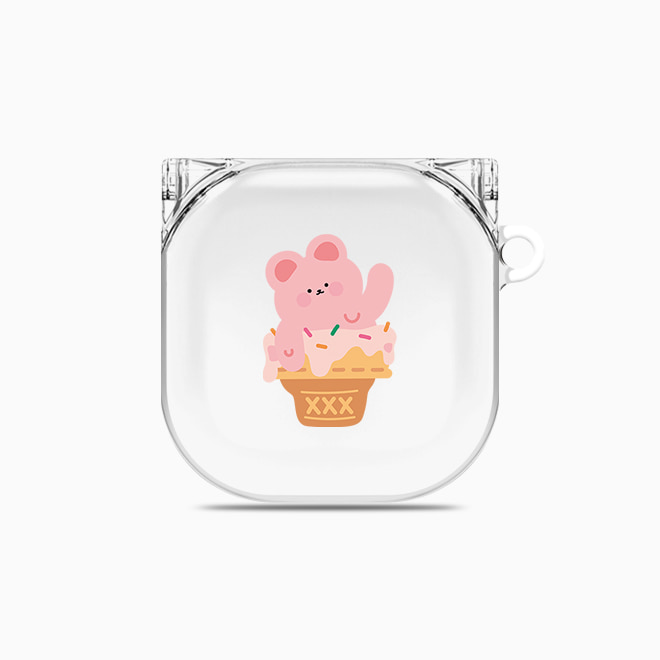 [버즈 라이브 투명 하드케이스]딸기 아이스크림곰
